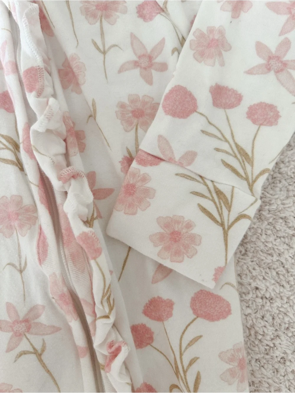 Little and Fern cream and pink floral romper 6-12 months